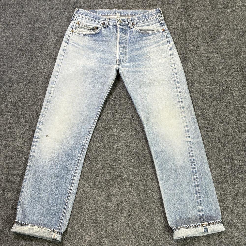 Vintage 80s Levis 501 Redline Selvedge Jeans Men 31x31 Blue Denim Button Fly USA